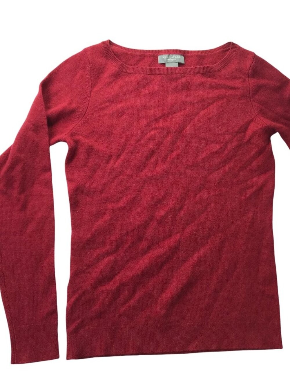 Ann Taylor Red Cashmere Sweater Size Women's XS Wide Boatneck